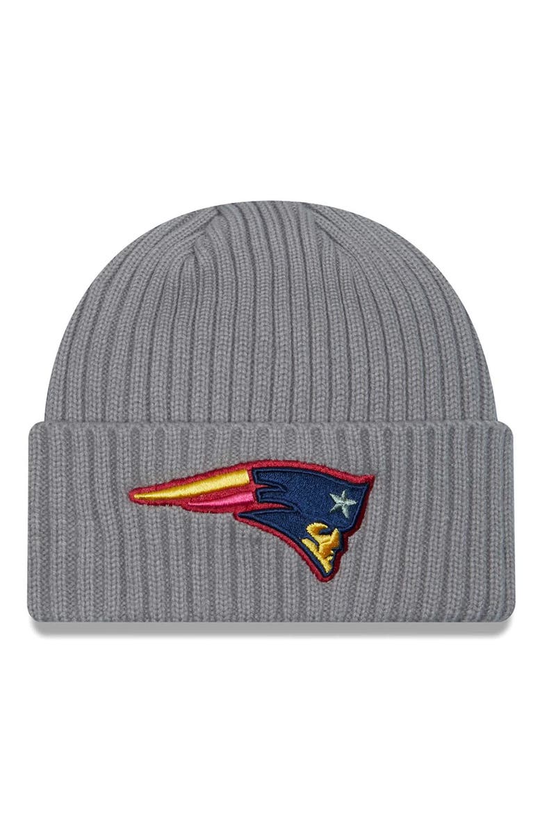 New Era Men's New Era Gray New England Patriots Color Pack Multi Cuffed Knit Hat, Main, color,