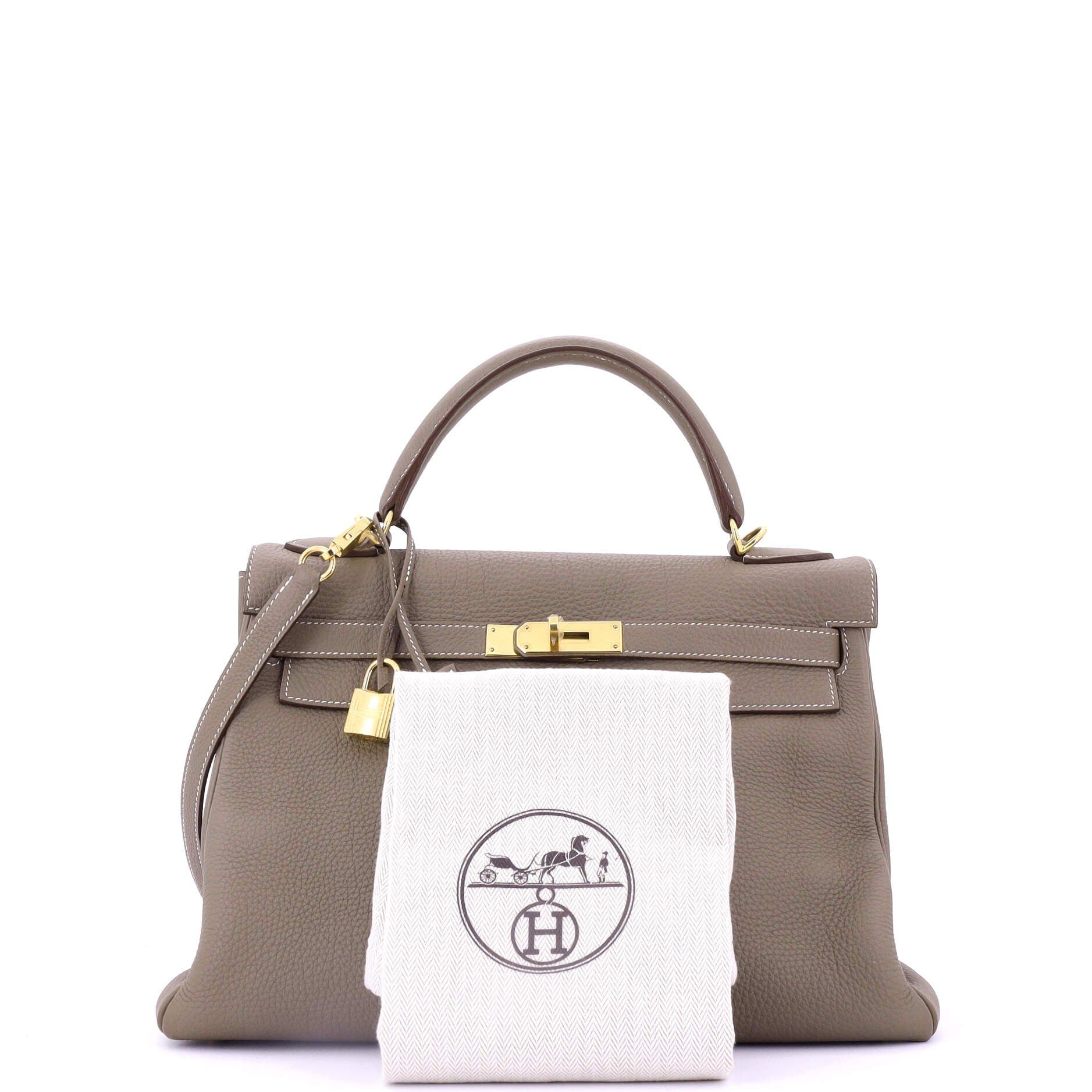 Pre-Owned Hermes Kelly Handbag Grey Togo with Gold Hardware 32, Alternate, color, 