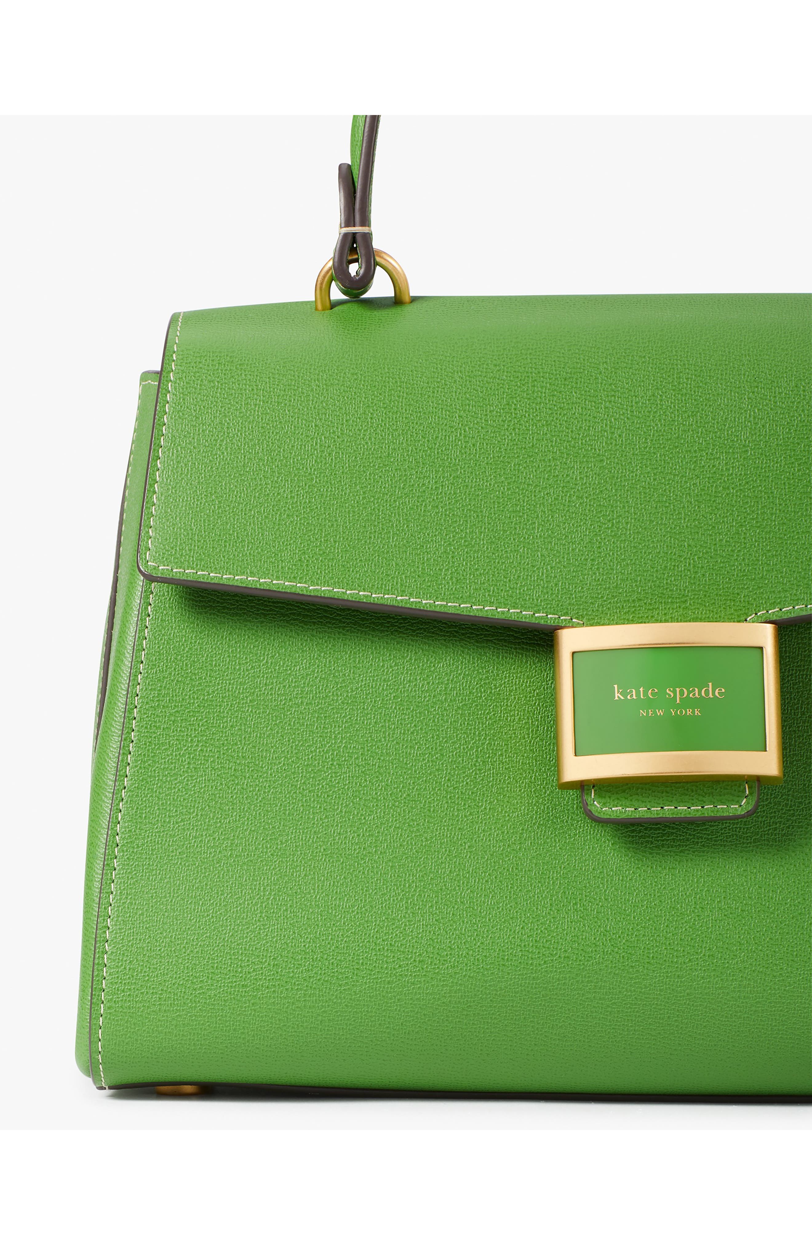 medium katy textured leather top handle bag, Alternate, color, KS GREEN