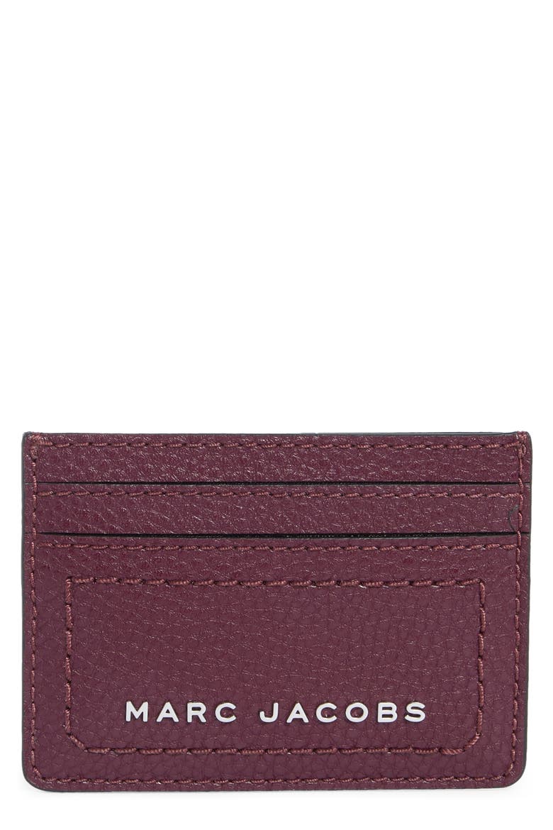 Leather Card Case, Main, color, DARK PLUM