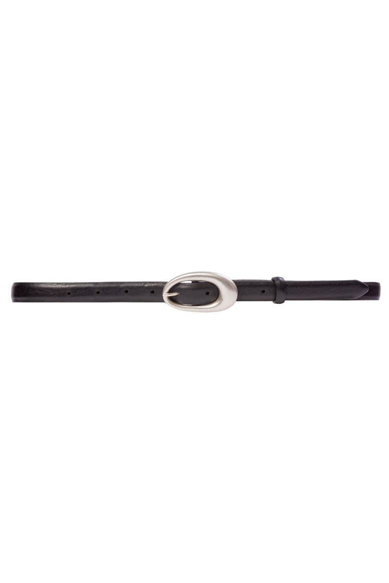 Oval Belt, Main, color, Black Leather/Silver