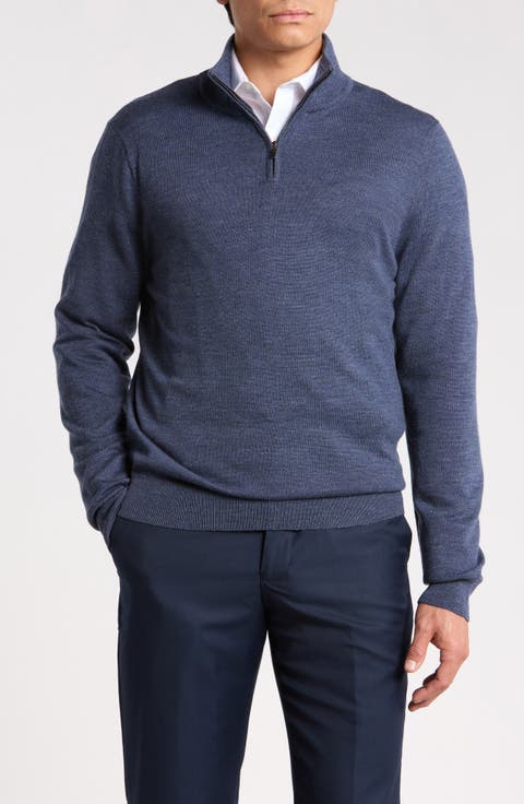 Washable Merino Wool Quarter Zip Sweater