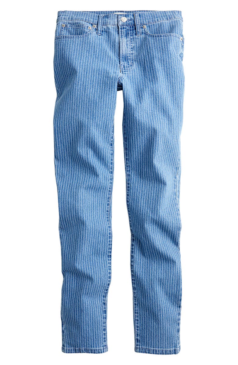 J.Crew High Waist Pinstripe Toothpick Jeans, Main, color, 