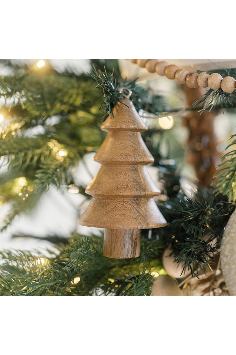 5" Wooden Tree Christmas Ornaments, Alternate, color, Earth tones