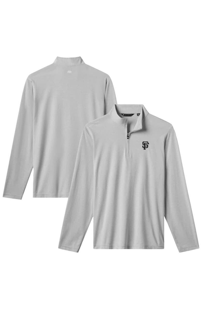 TravisMathew Men's TravisMathew Gray San Francisco Giants Time to Tailgate Tri-Blend Quarter-Zip Pullover, Alternate, color,