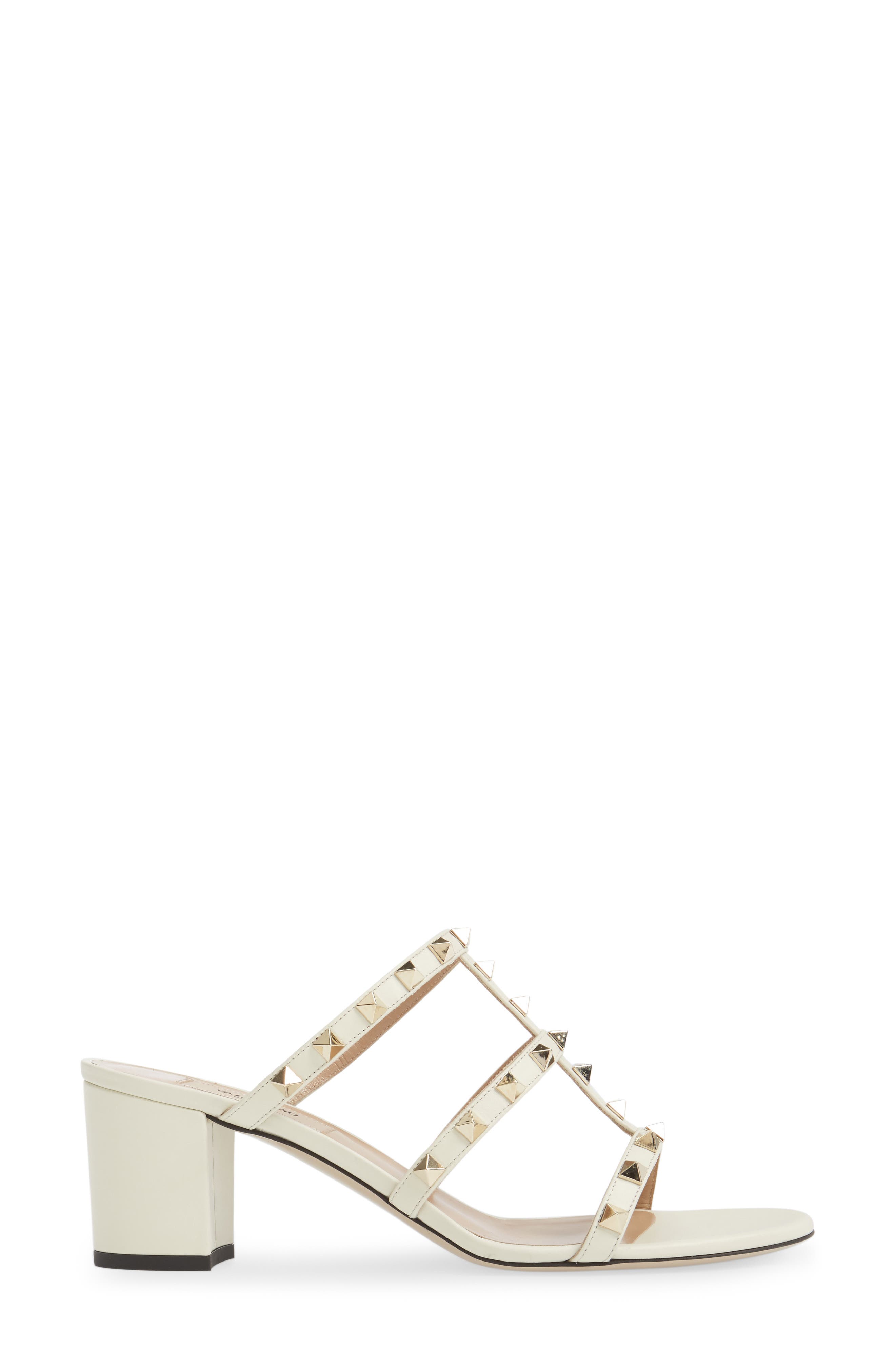 Rockstud Slide Sandal, Alternate, color, IVORY LEATHER