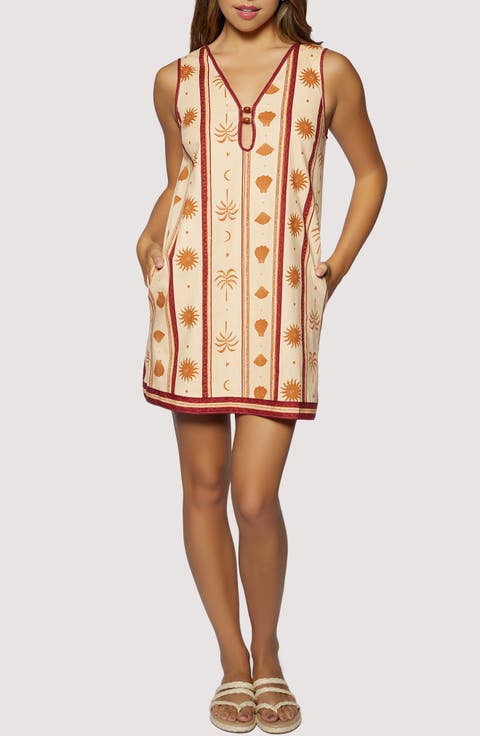 Coral Faire Keyhole Minidress