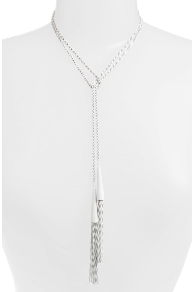 Phara Tassel Lariat Necklace, Alternate, color, MATTE WHITE
