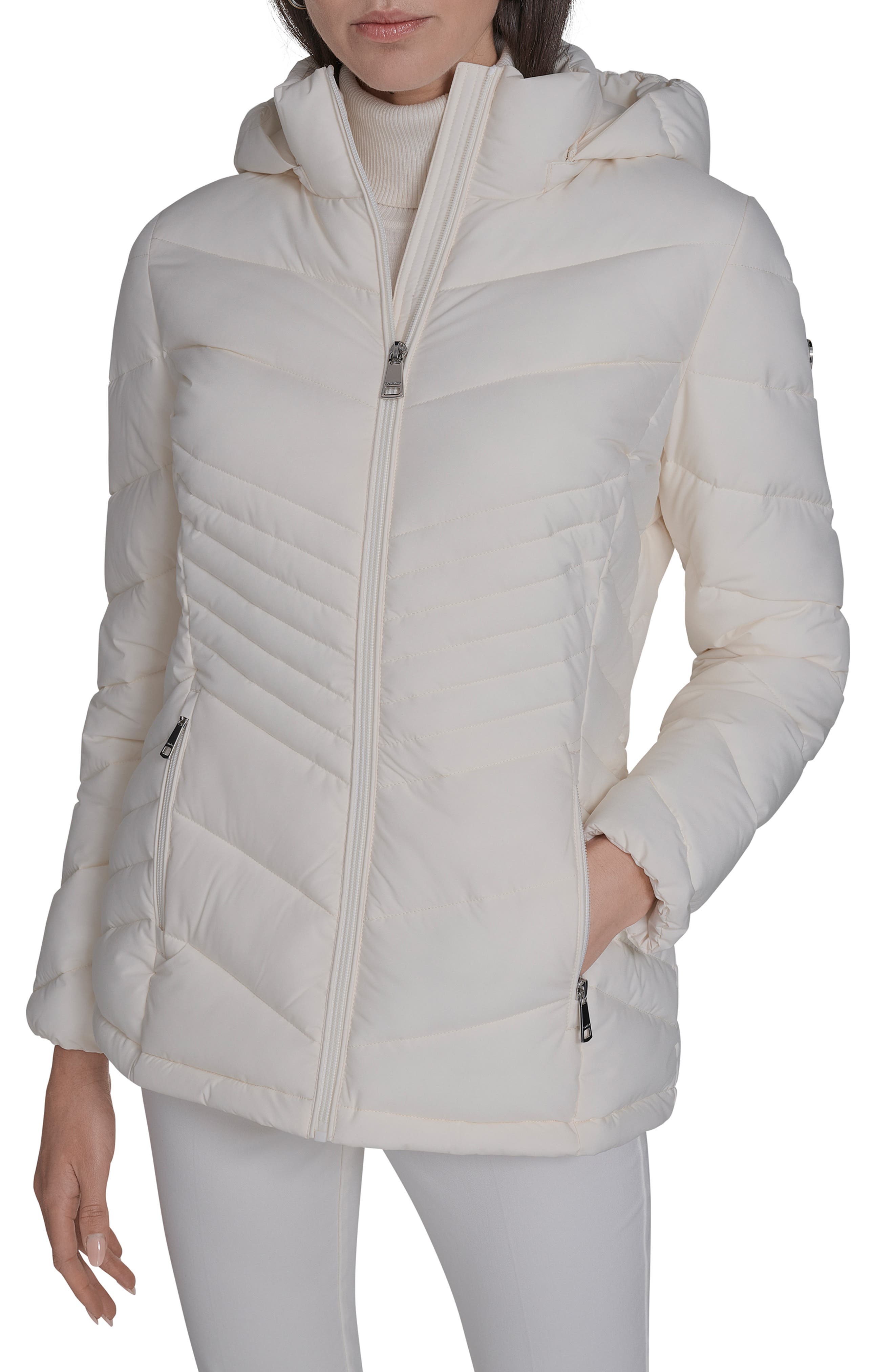 Calvin Klein Water Resistant Chevron Quilted Puffer Jacket
