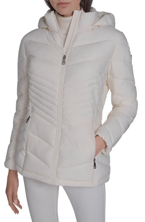 Water Resistant Chevron Quilted Puffer Jacket