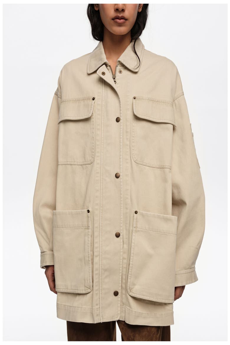 Cotton multi-pocket jacket, Alternate, color, OFF WHITE