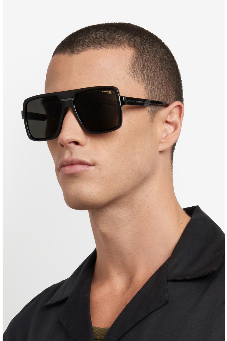 Victory 58mm Rectangular Flat Top Sunglasses, Alternate, color, RUTHENIUM BLACK/ GREY POLAR