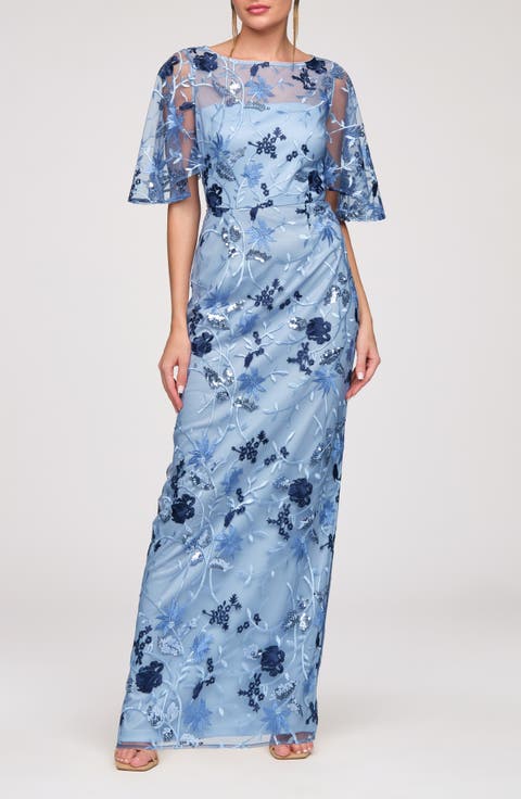 Daphne Embroidered Sequin Column Gown