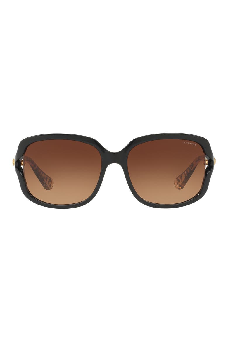 58mm Gradient Square Sunglasses, Main, color, BLACK TIGER
