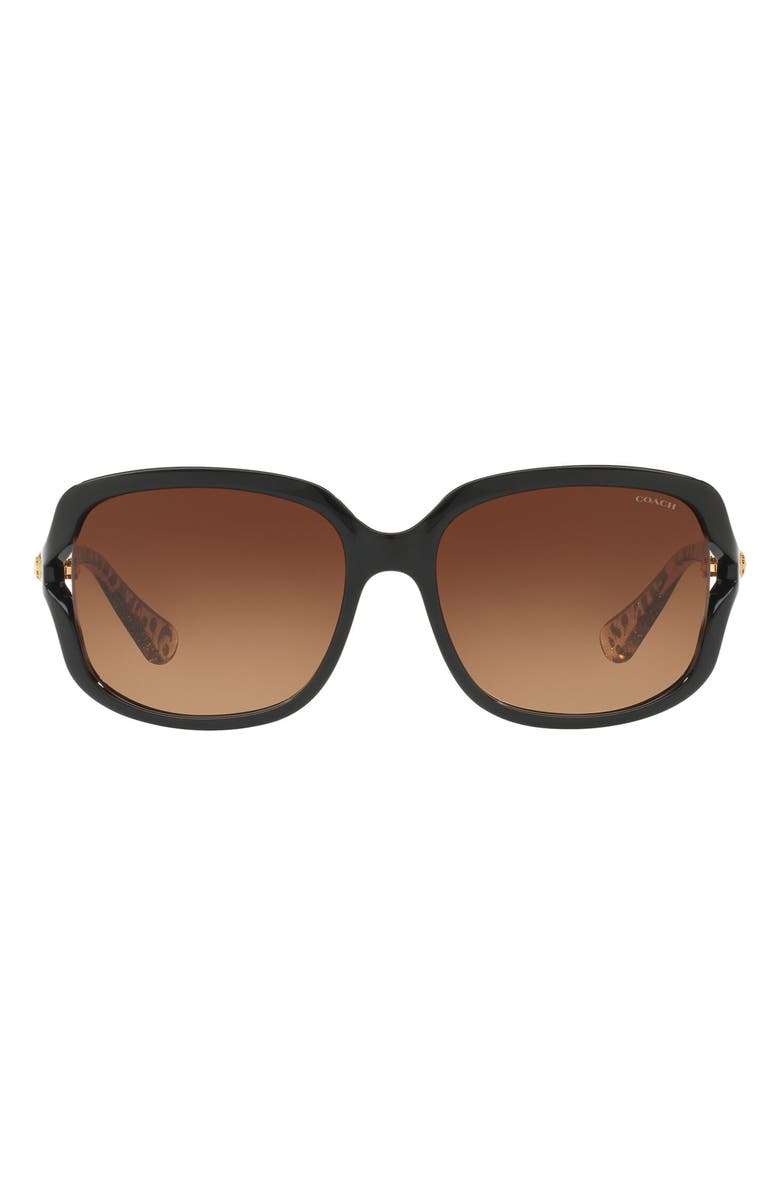 COACH 58mm Gradient Square Sunglasses, Main, color, Black Tiger