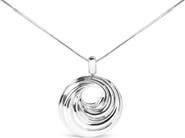 Haus of Brilliance .925 Sterling Silver Endless Wave Swirl Statement Medallion Pendant Necklace