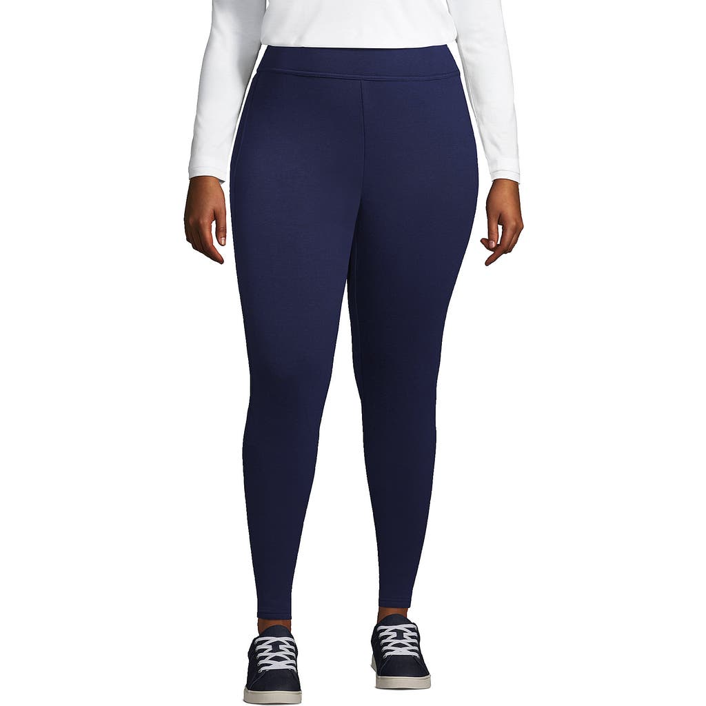 Lands' End High Rise Serious Sweats Fleece Lined Pocket Leggings In Blue