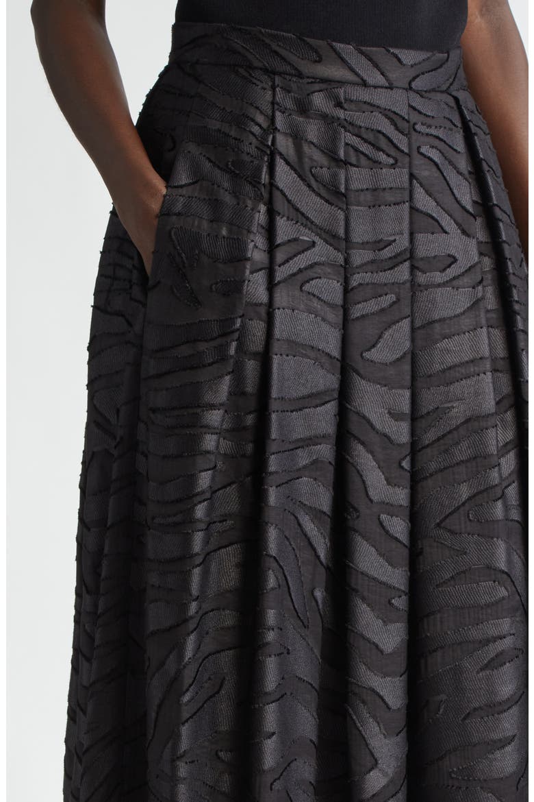 Pleated Zebra Fil Coupé Skirt, Alternate, color, BLACK