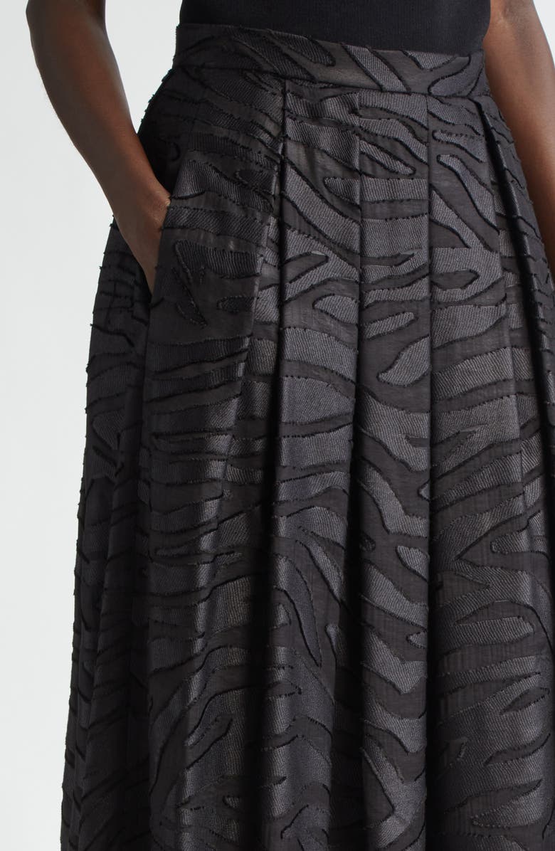 ST. JOHN Pleated Zebra Fil Coupé Skirt, Alternate, color, Black