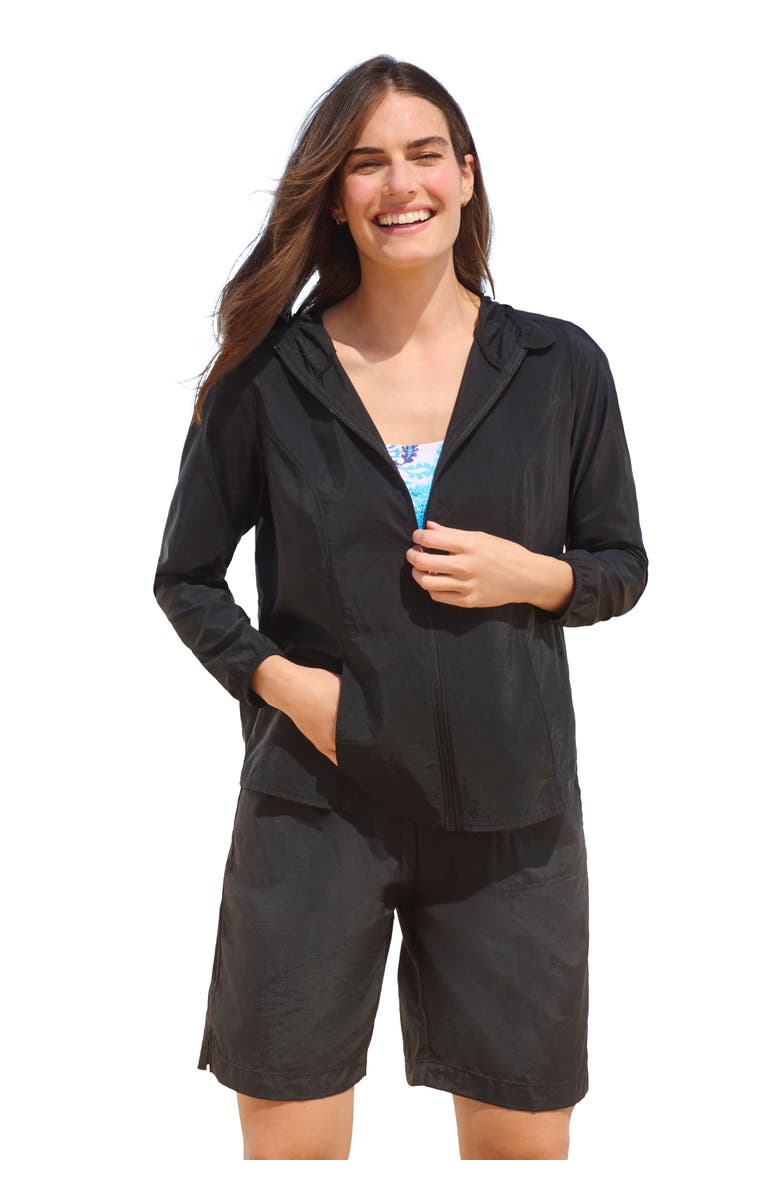 Swim 365 Hooded Taslon Cover Up, Main, color, Black