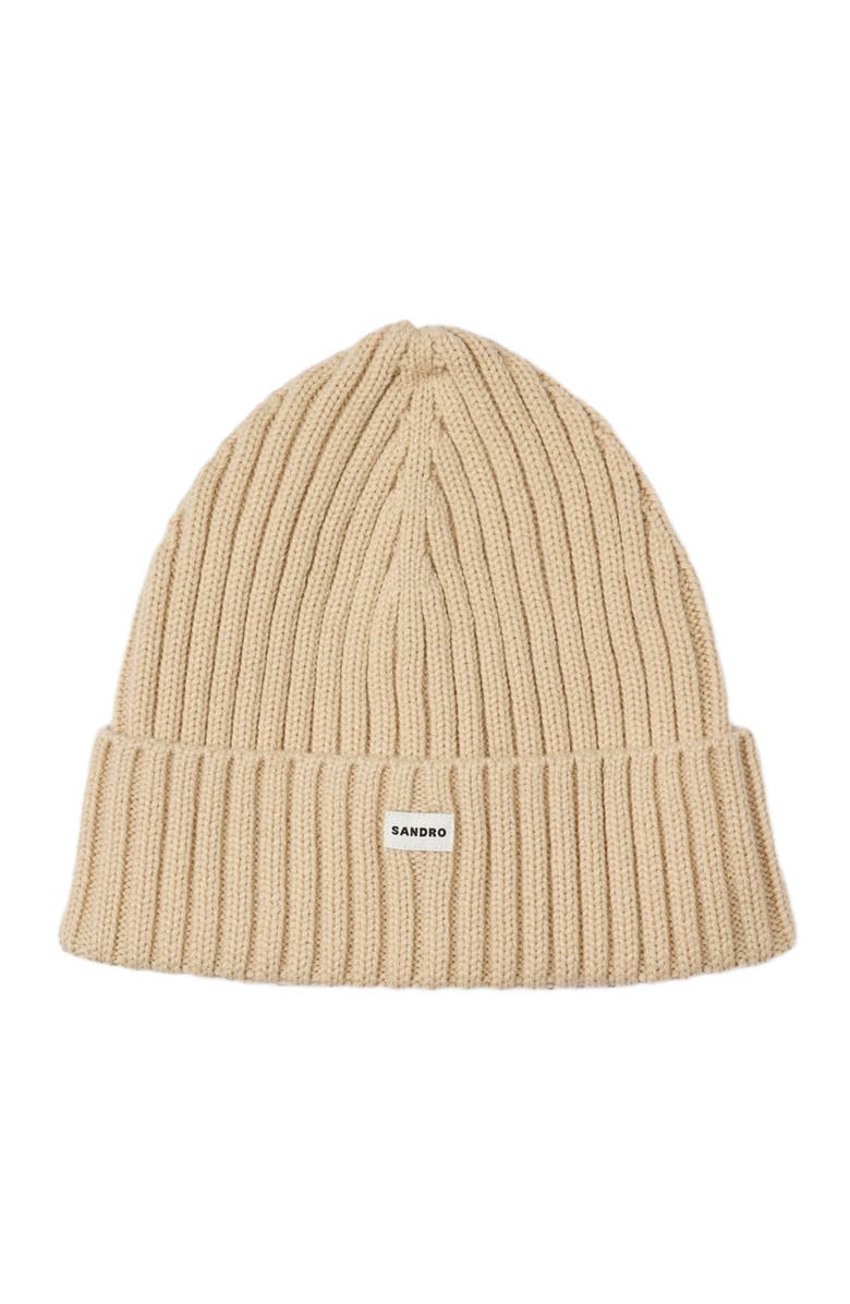 SANDRO Knit hat, Main, color, Butter Cream