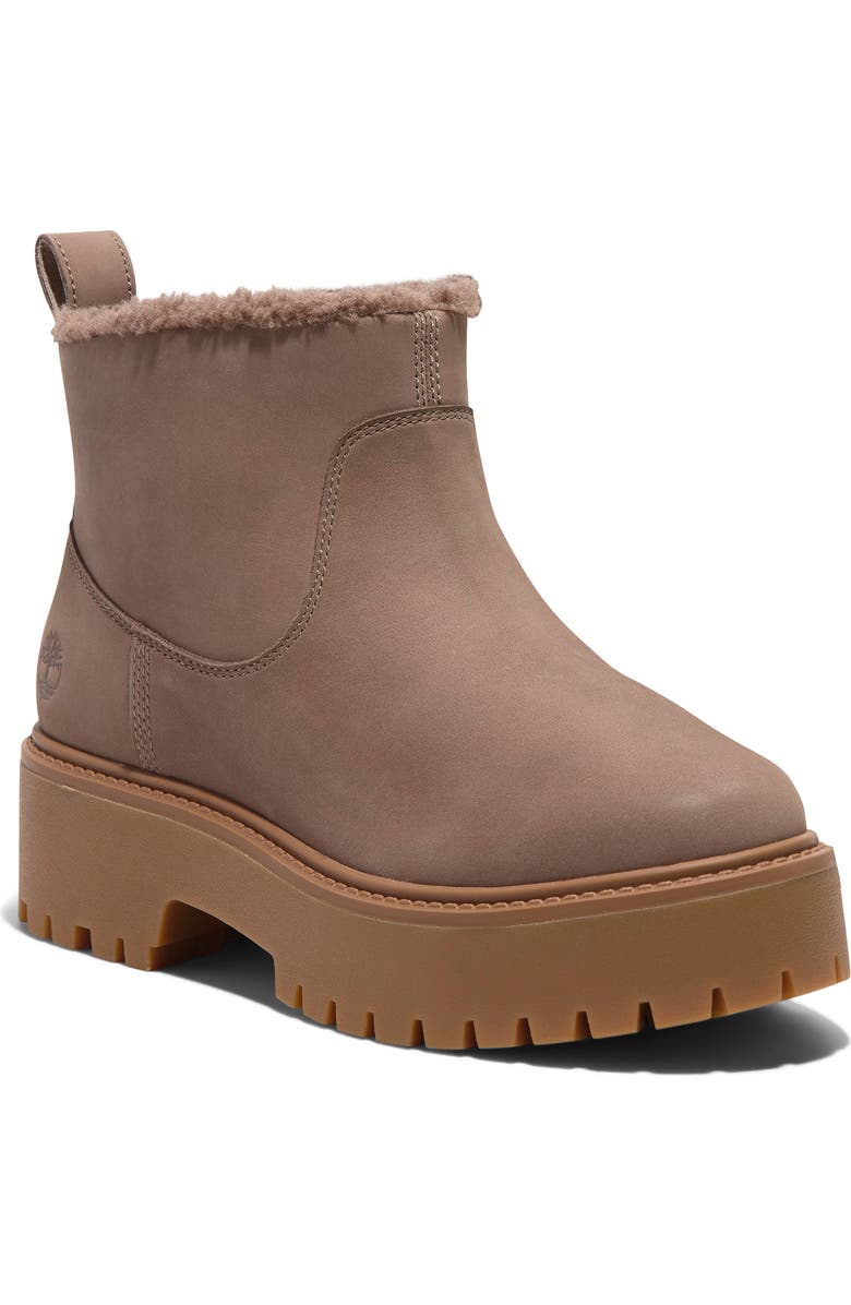 Timberland Stone Street Faux Fur Lined Bootie, Main, color, Taupe Nubuck
