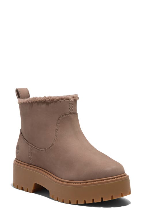 Timberland Stone Street Faux Fur Lined Bootie In Taupe Nubuck