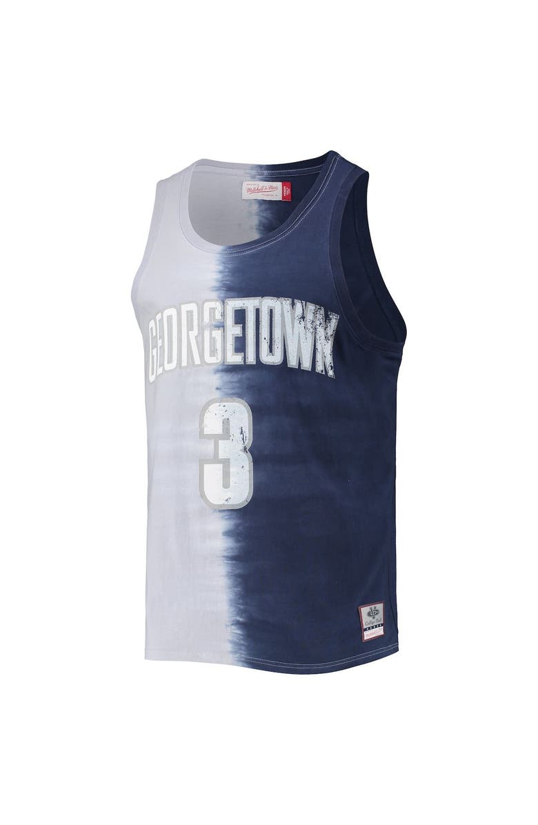 Mitchell & Ness Men's Mitchell & Ness Allen Iverson Gray/Navy Georgetown Hoyas Name & Number Tie-Dye Tank Top, Alternate, color,