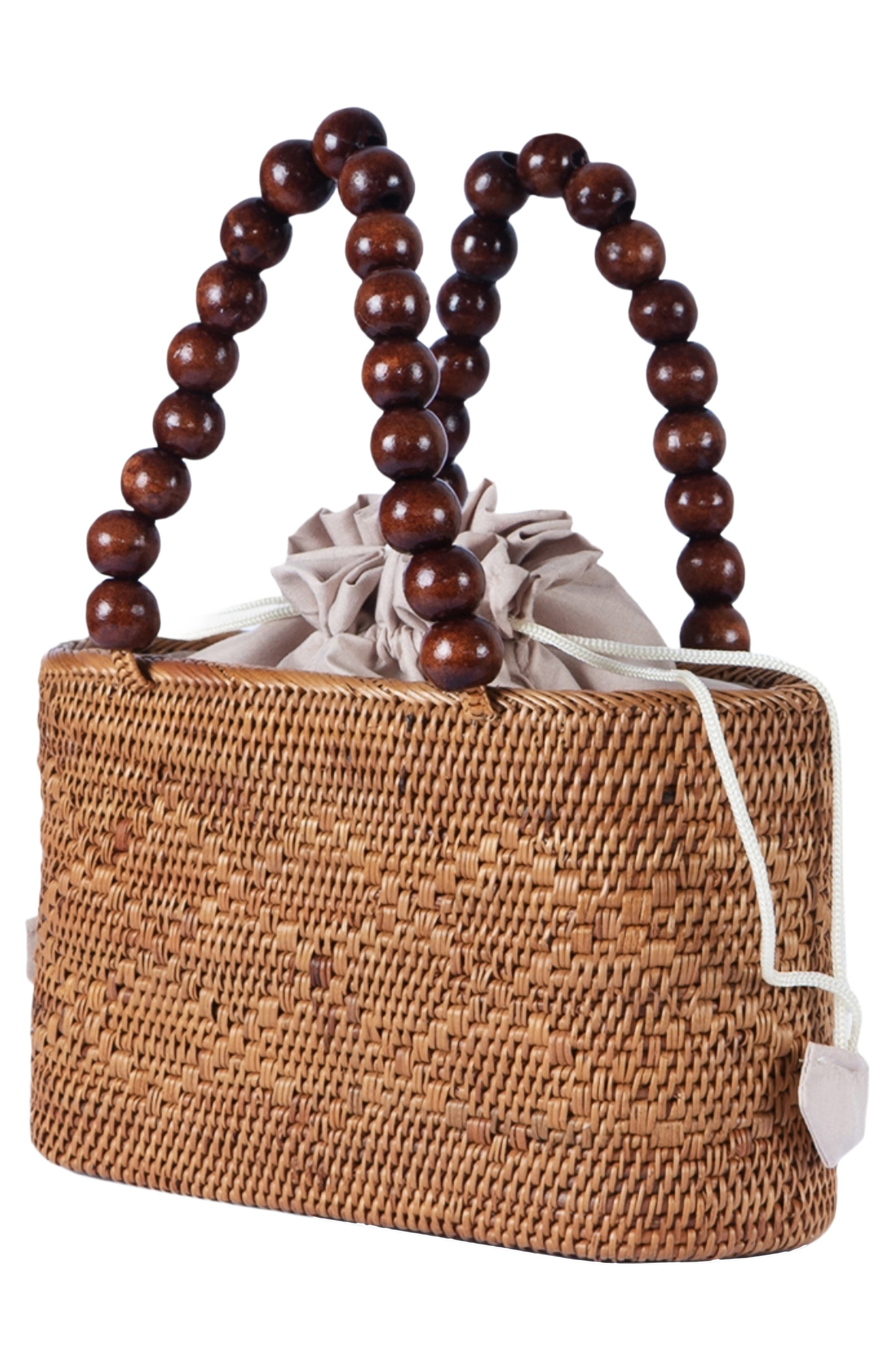 Tatia Bead Handle Bag, Alternate, color, NATURAL