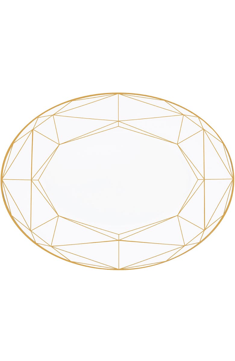 Prouna Gem Cut Gold 16 Inch Oval Platter, Main, color, White