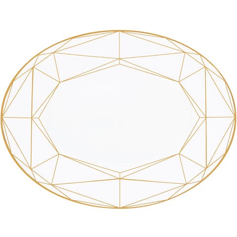 Gem Cut Gold 16 Inch Oval Platter