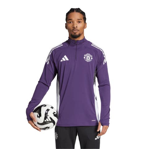Men's adidas Purple Manchester United 2025/26 AEROREADY Raglan Quarter-Zip Training Top