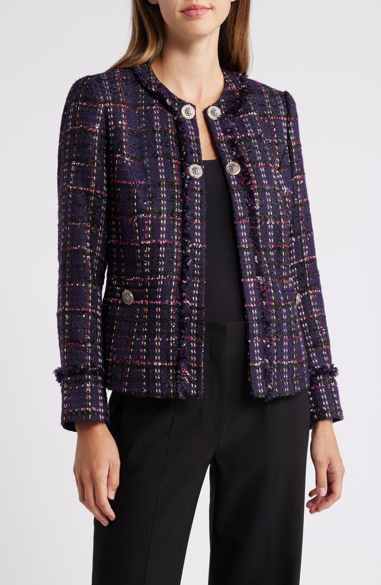 Anne Klein Kissing Front Tweed Jacket, Main, color,