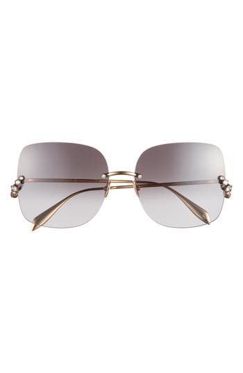 Alexander Mcqueen Mcqueen 63mm Frameless Sunglasses In Gold Gold Grey
