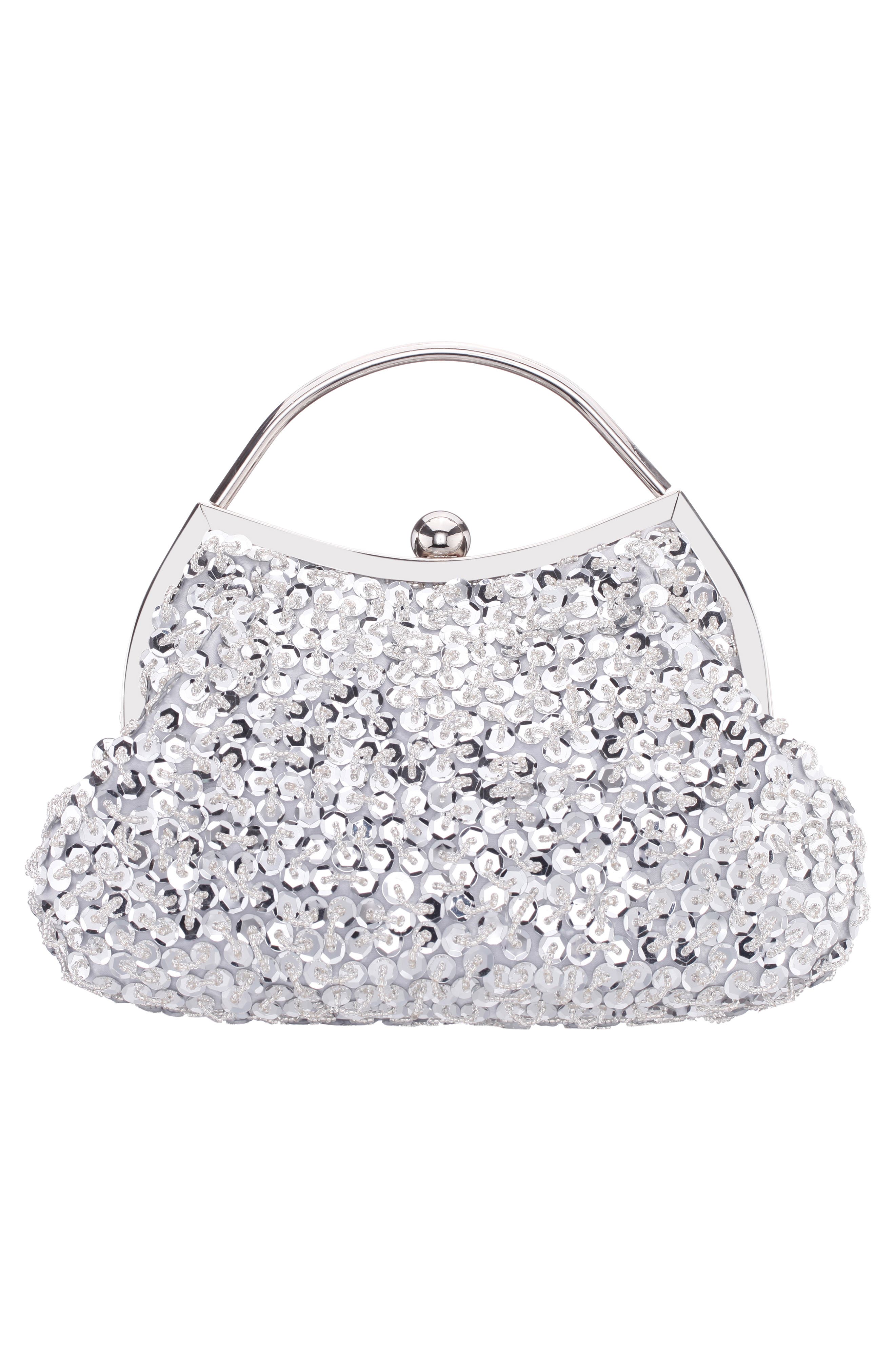 Nina Rava Embellished Clutch, Alternate, color, Silver