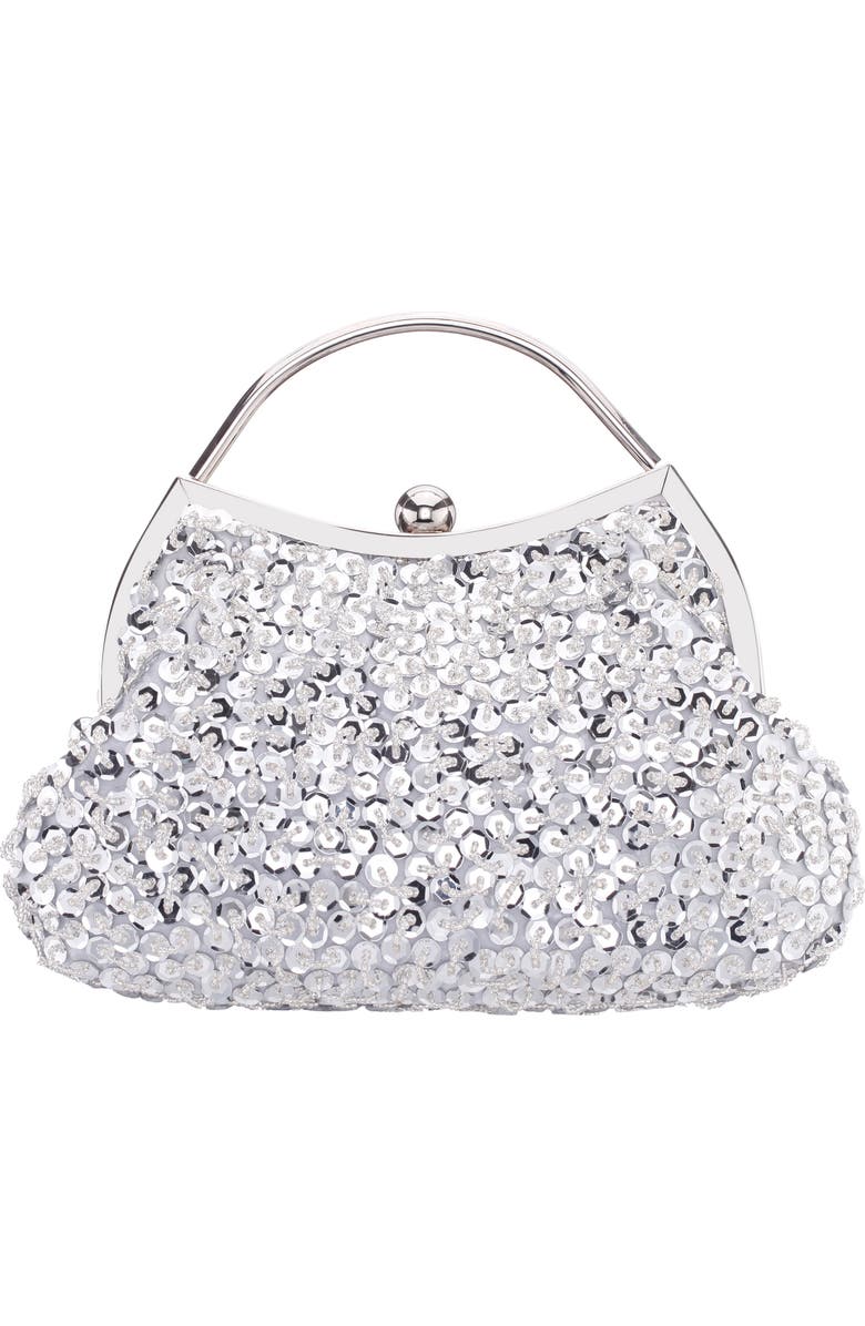 Nina Rava Embellished Clutch, Alternate, color, Silver