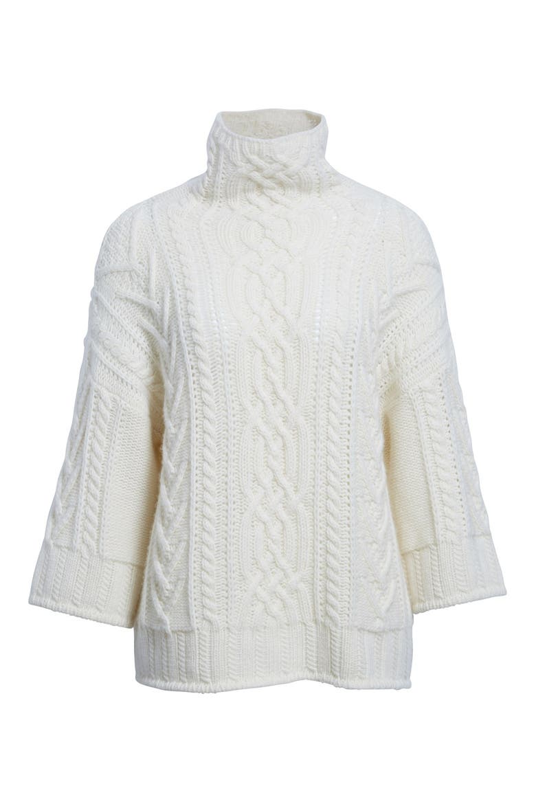 'Ercole' Cable Knit Wool & Cashmere Sweater, Alternate, color, WHITE