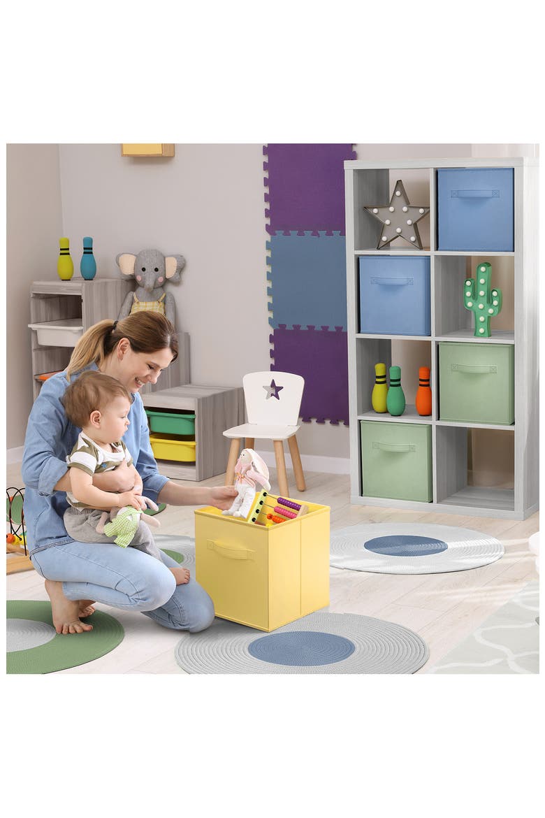 6-Pack Large Collapsible Storage Bins, Alternate, color, PASTEL BLUE/ GREEN/ YELLOW