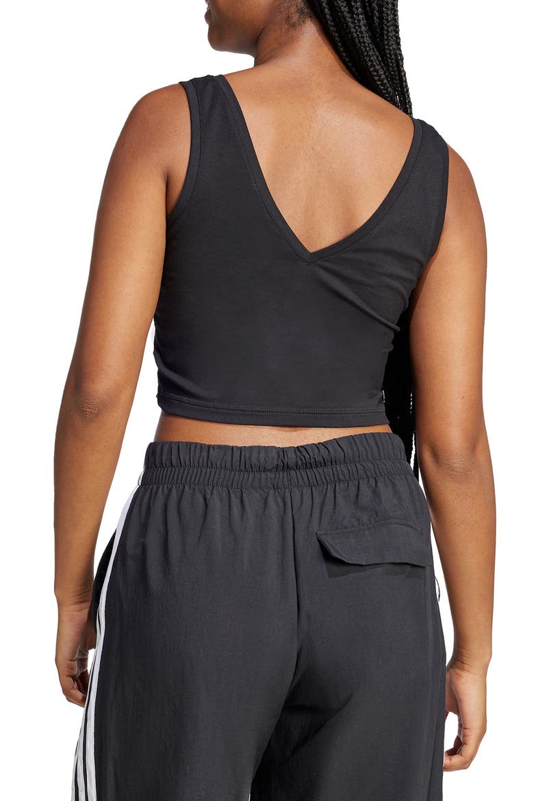 Cropped Stretch Cotton Tank, Alternate, color, BLACK/WHIT