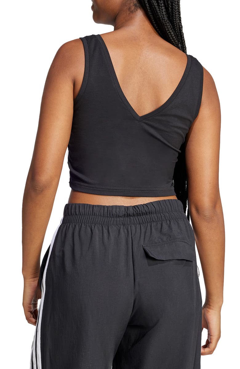 adidas Cropped Stretch Cotton Tank, Alternate, color, Black/Whit