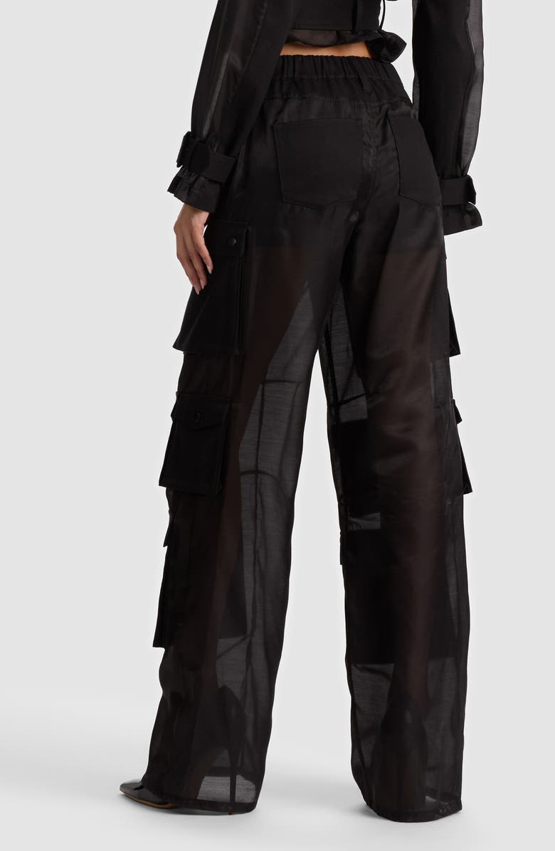 Alice + Olivia Olympia Mr. Baggy Sheer Cargo Pants, Alternate, color, Black
