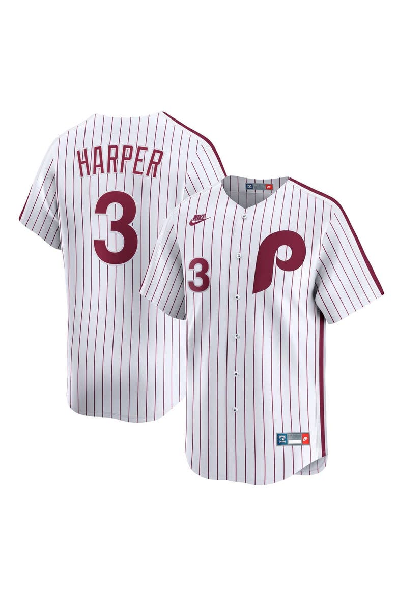 Men's Nike Bryce Harper White Philadelphia Phillies  Cooperstown Collection Limited Jersey, Main, color, White