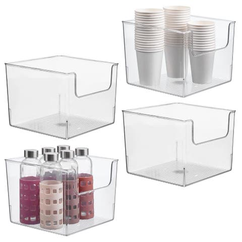 Open-Front Storage Bin for Kitchen, Pantry, Bathroom, Office, Set of 4, Clear, Made in USA