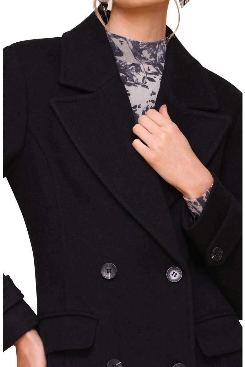 Padded Shoulder Longline Coat, Alternate, color, BLACK