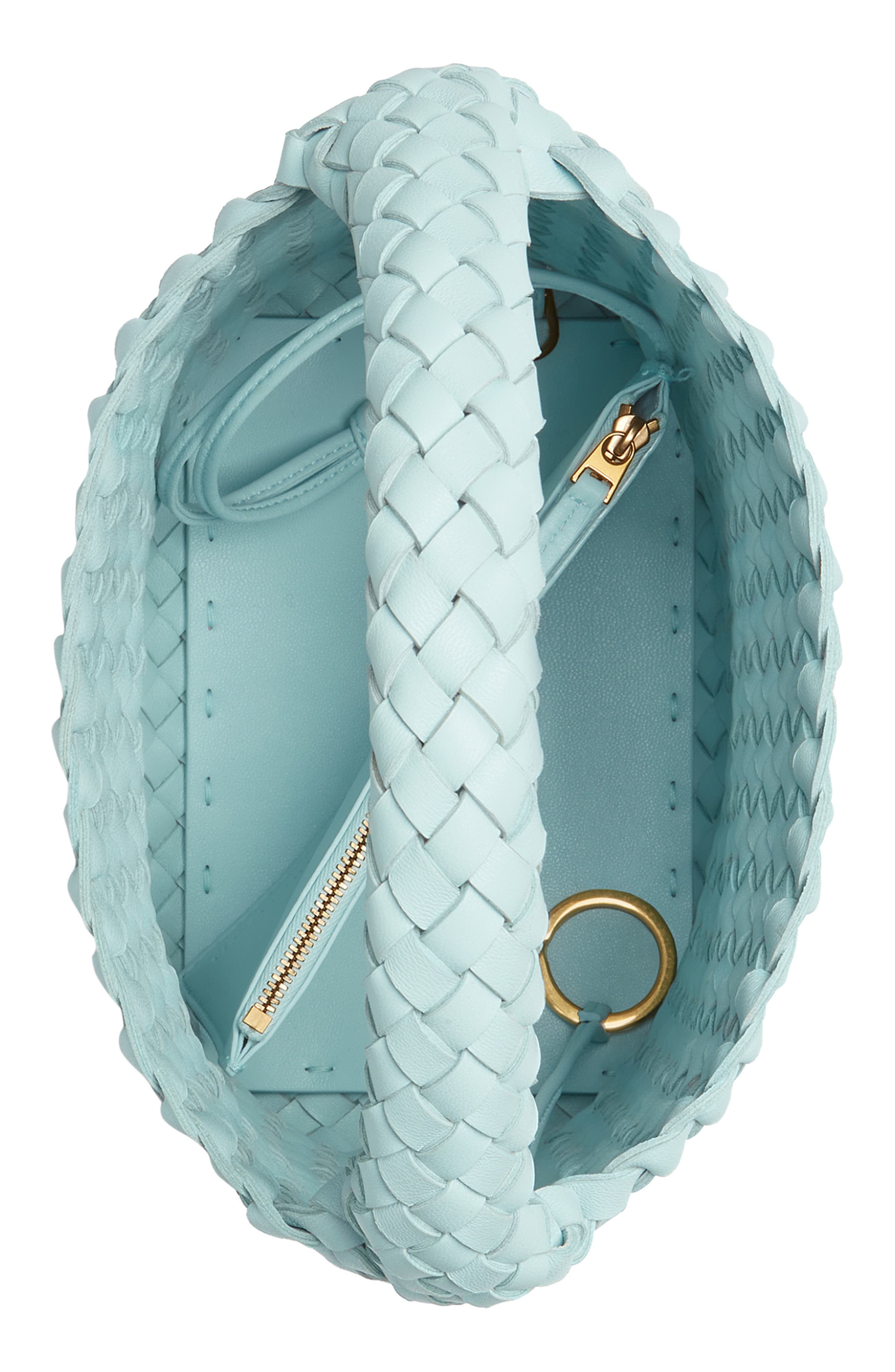 Bottega Veneta Cabat Intrecciato Leather Top Handle Bag, Alternate, color, 3902 Teal Washed-Gold