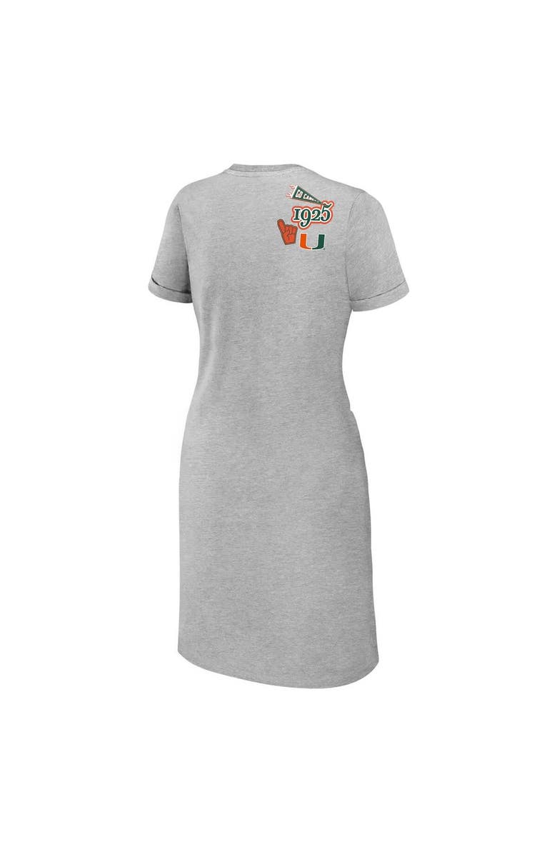 WEAR by Erin Andrews Women's WEAR by Erin Andrews Heather Gray Miami Hurricanes Knotted T-Shirt Dress, Alternate, color, Heather Gray