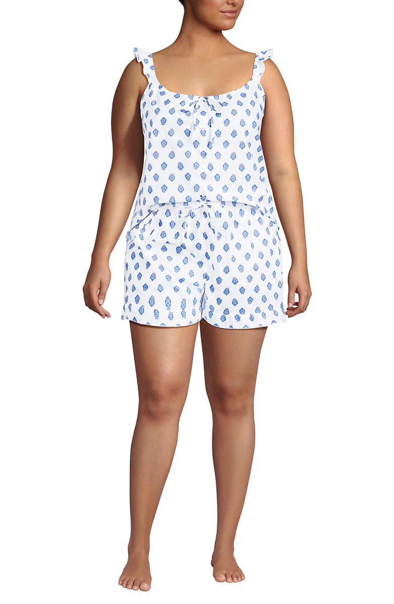 Lands' End Poplin 2 Piece Pajama Set - Tank Top and Shorts, Main, color, 