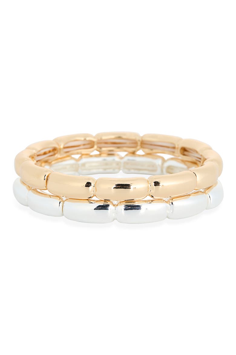 2-Pack Stretch Bracelets, Main, color, GOLD- SILVER