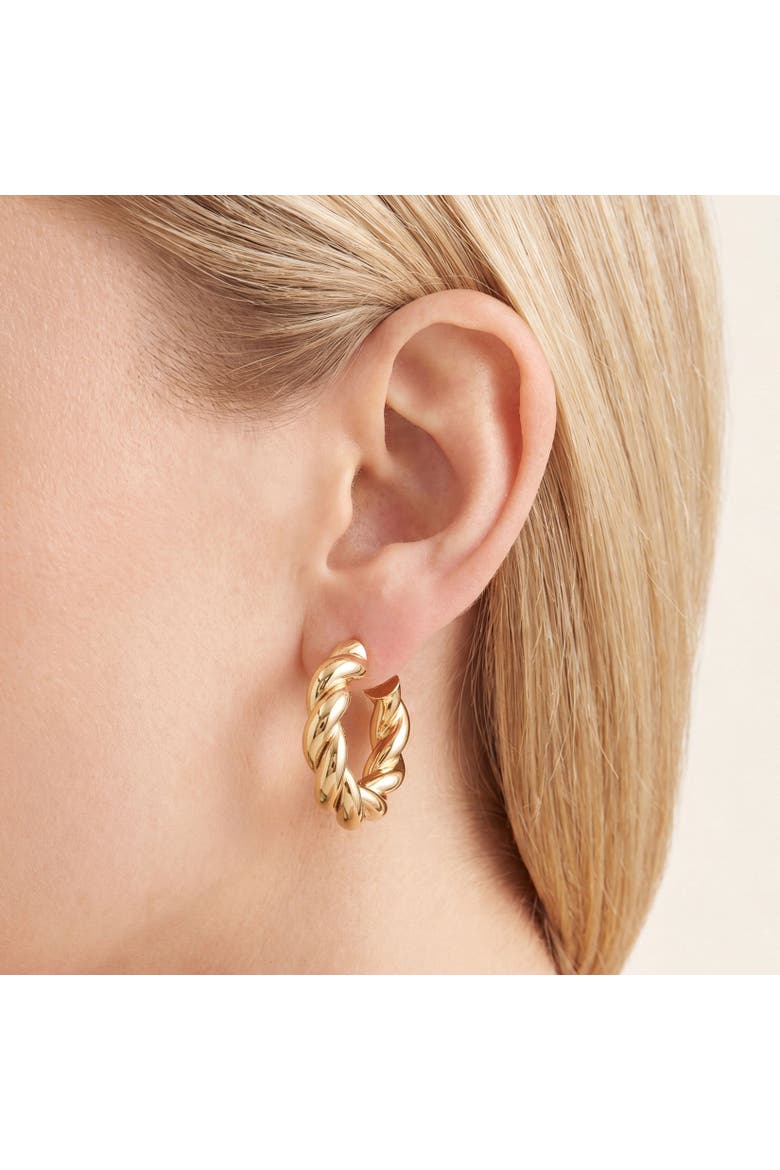 Chunky Twist Hoop Earrings, Alternate, color, Gold Plated Sterling Silver