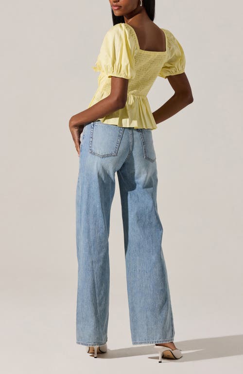 Astr The Label Smocked Peplum Shirt In Lemon